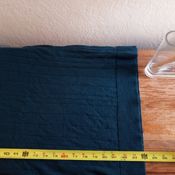 Dark Teal Merino Wool Blend V Neck Sweater 90s Minimalist Academia Classic - Picture 11 of 14